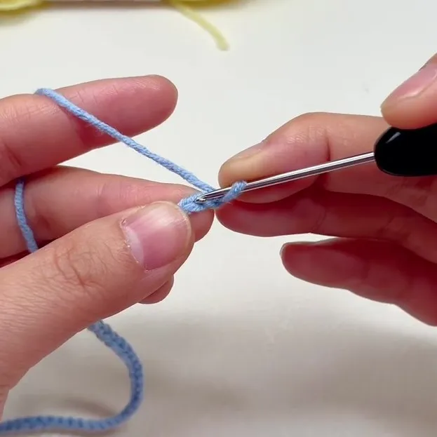 Single Crochet in the Second Chain from the Hook Crochet hook inserting into the second chain from the hook to begin single crochet