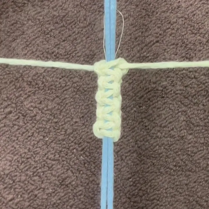Sliding knot made with thicker yarn for demonstration