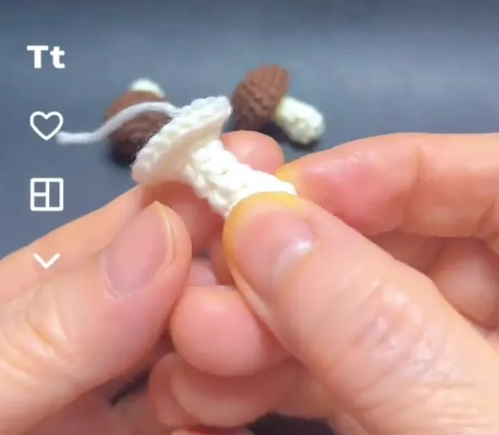 Bottom View of the Tiny Crochet Mushroom