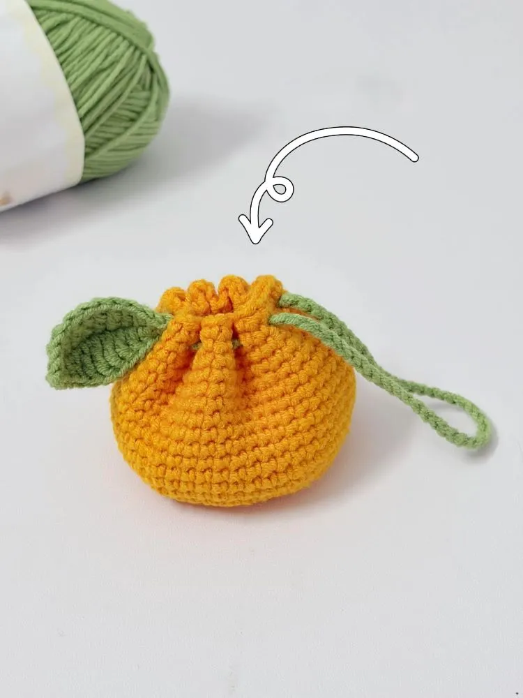 Crochet Orange Drawstring Pouch (Cute Earbud Case Pattern) 4 Mini Crochet Orange Drawstring Pouch (Earbud Case)