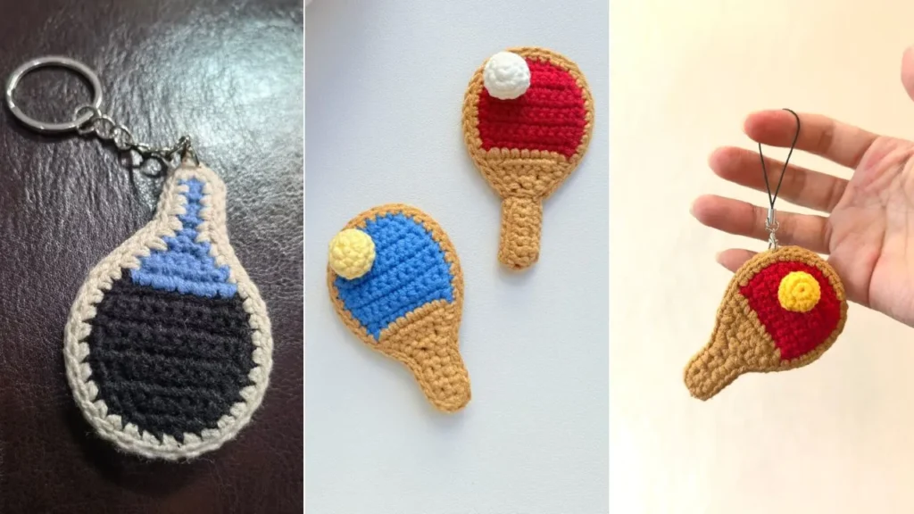 How to Crochet a Ping Pong Paddle Keychain (Mini Table Tennis Pattern)
