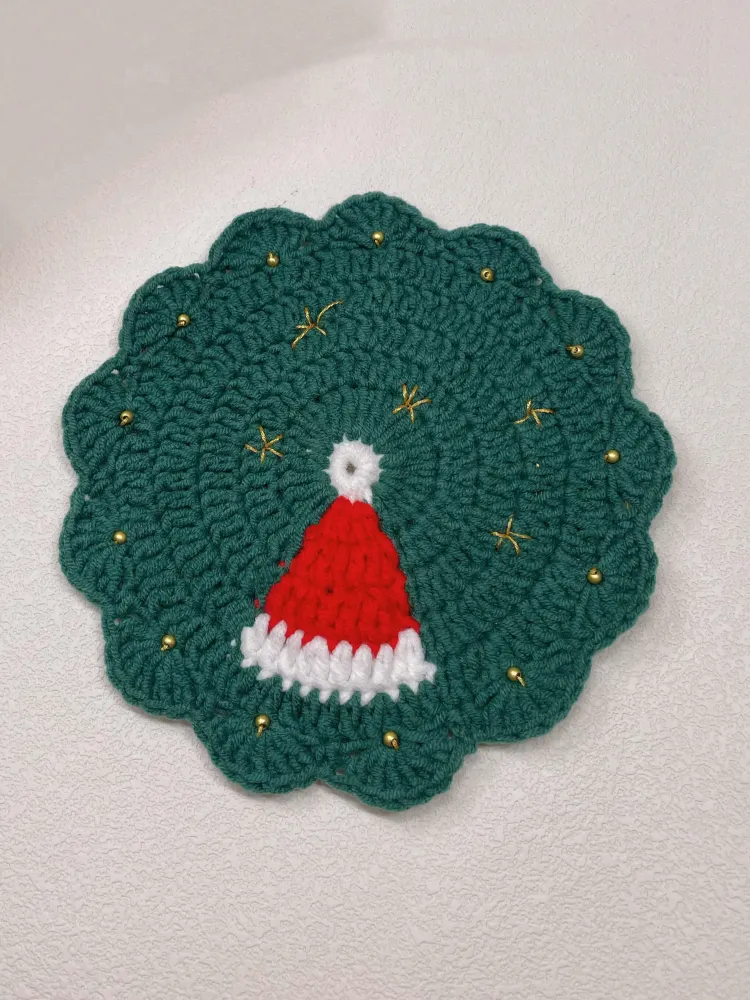 Santa Hat Crochet Coaster A Festive Beginner Christmas Pattern Santa Hat Crochet Coaster: A Festive Beginner Christmas Pattern