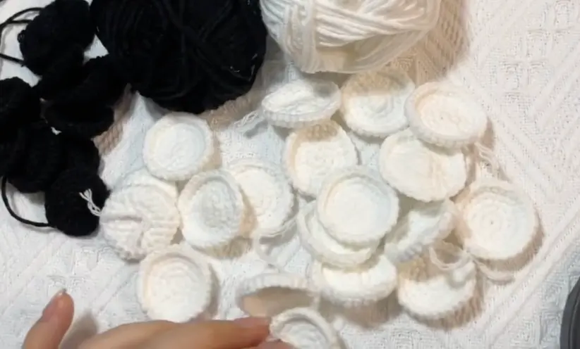 Mini Crochet Soccer Ball Pattern: The Layout Is the Real Trick 2 White crochet hexagon pieces for making a mini crochet soccer ball